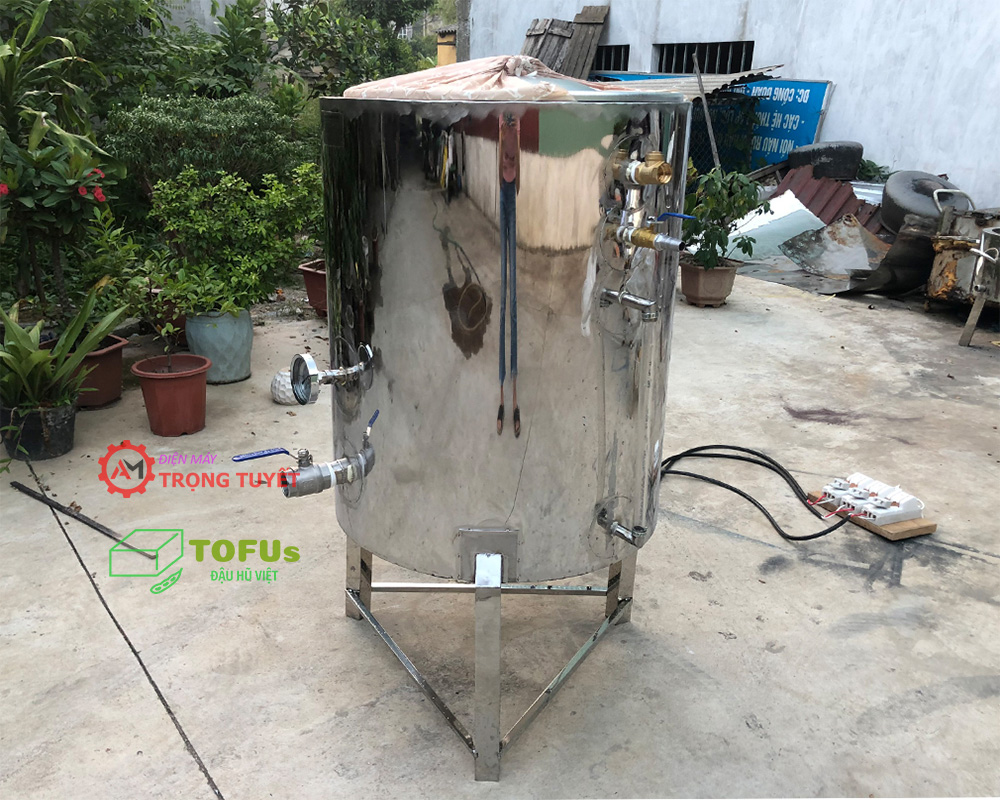 Nồi hơi nấu sữa đậu nành sục ngoài 100 lít